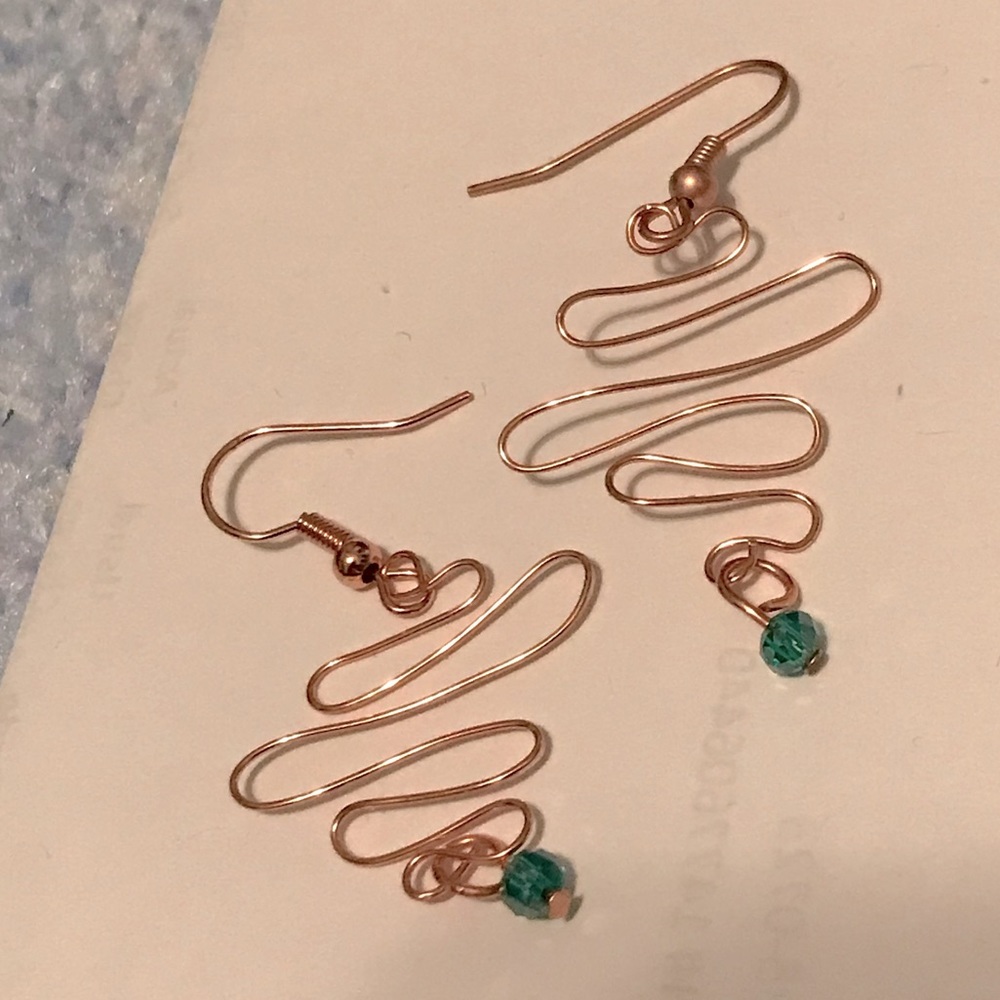 Copper snake dangle earrings